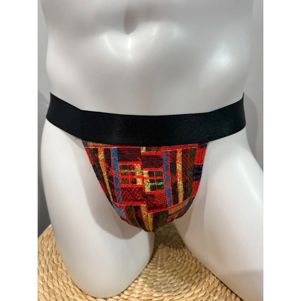 Cosabella Men's Never Say Never Kente Print Jock Strap Designer Lace Underwear